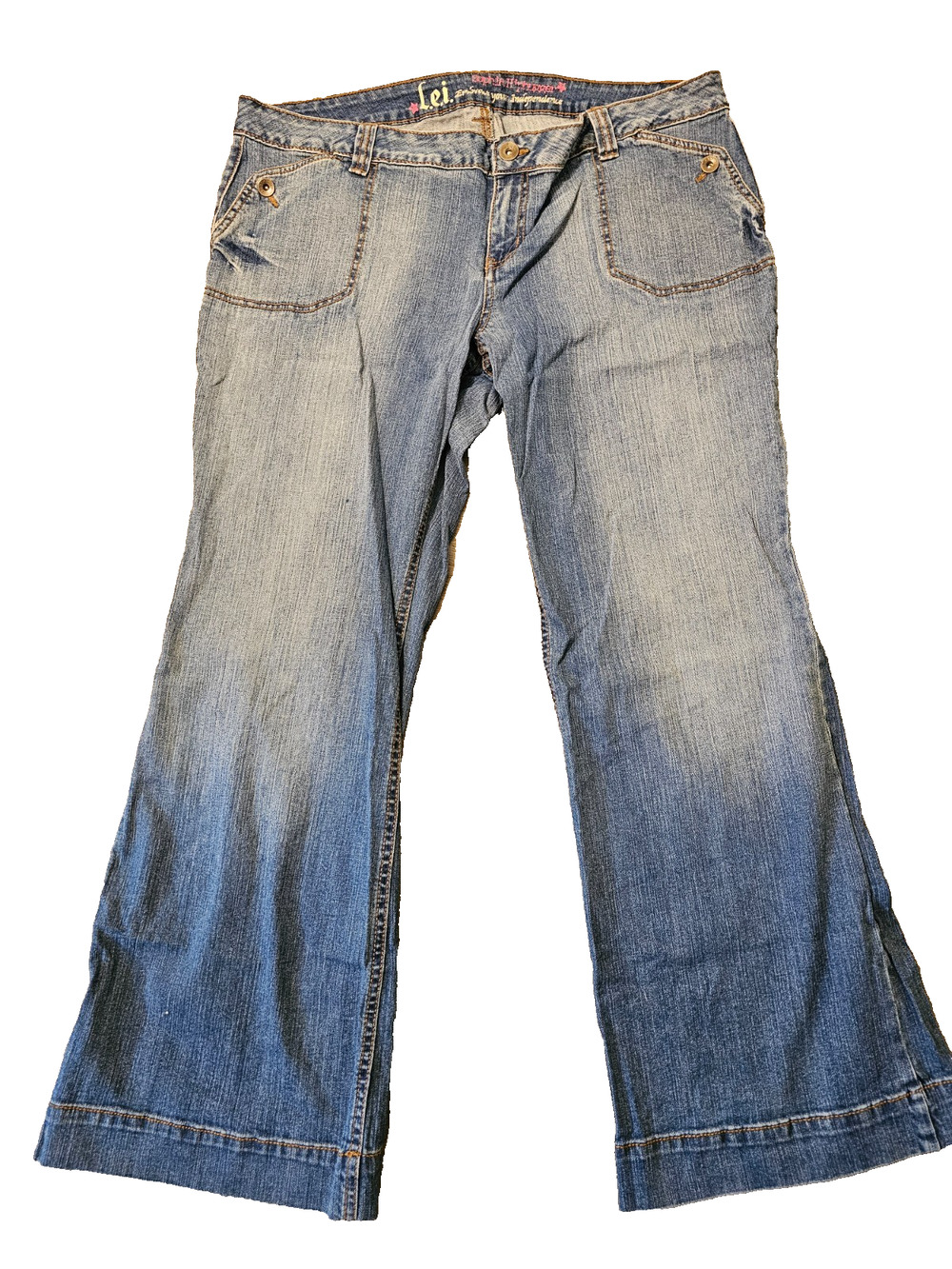 L.E.I. Sophia Hip Hugger Womens Flare Jeans Plus Size 20 Button Pockets Retro